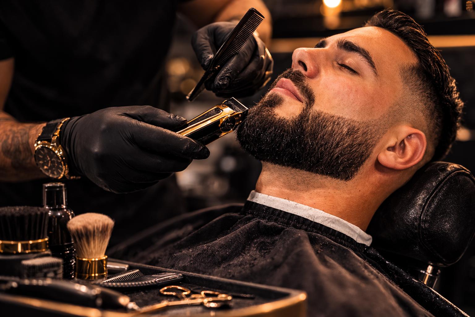 Präziser Bartschnitt und Konturarbeit vom mobilen Friseur